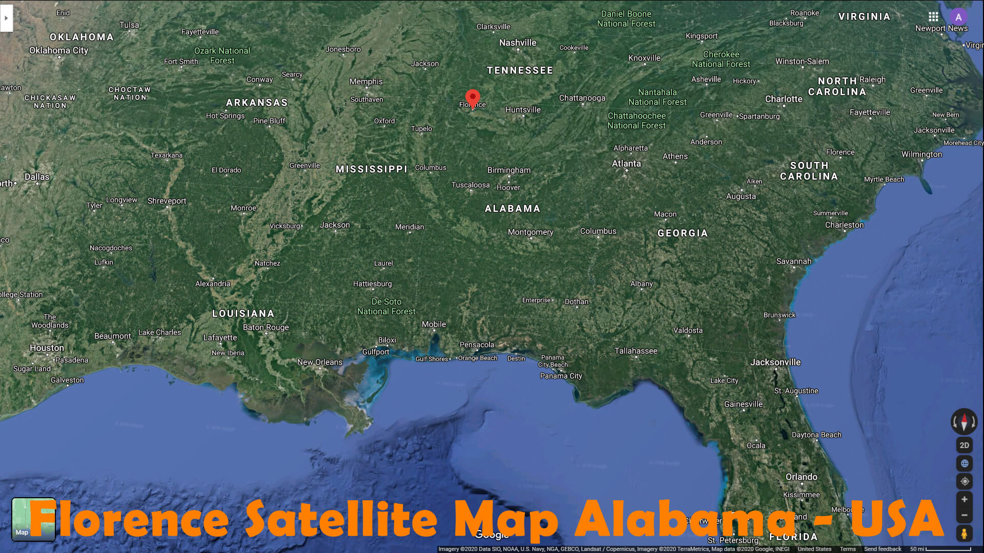 Florence Satellite Carte Alabama   EUA